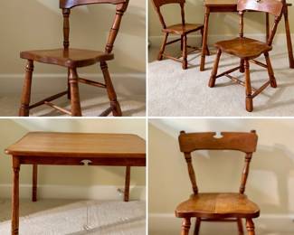 Vintage Wooden Child's Table & 2 Chairs