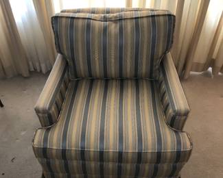 Blue and yellow striped arm chair 