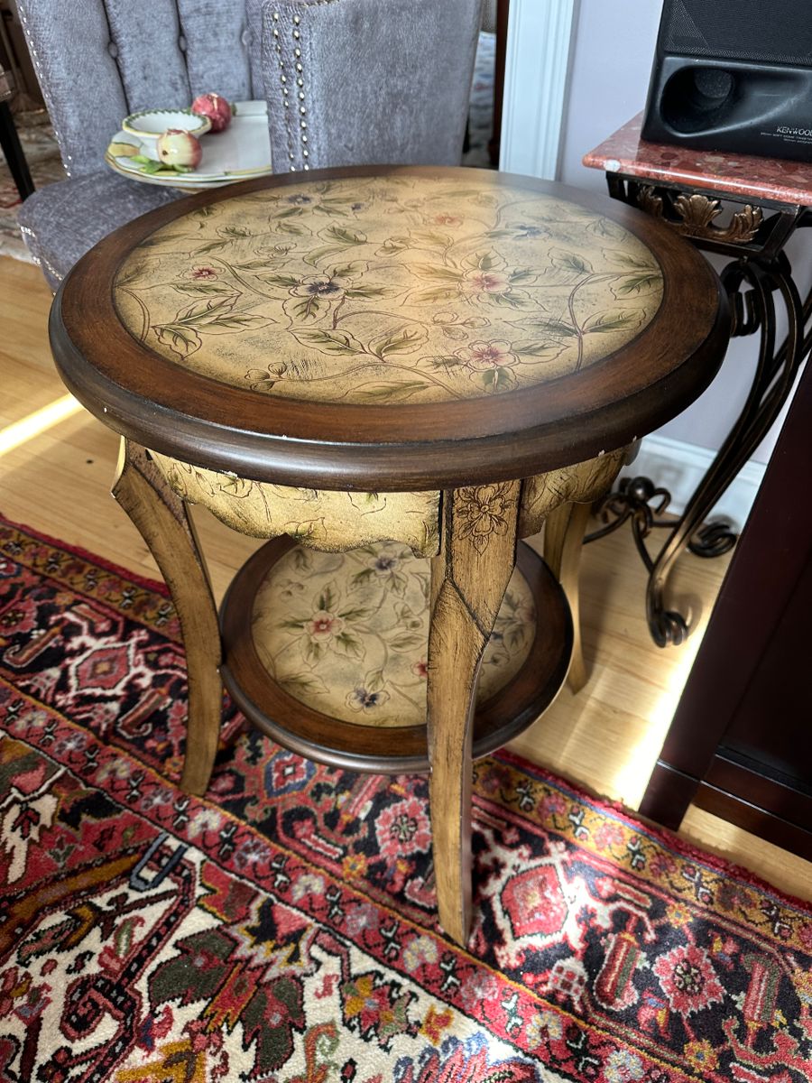 Accent Table Round Hand Painted