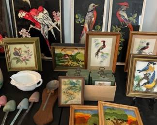 Several framed pieces are hand done.