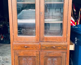 Antique early 1900's china hutch with bubble glass on one door. Beautiful family heirloom!