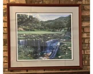 16th at Barton Creek print numbered, beautiful wood frame. Artist Larry Dyke