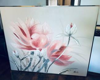 Lee Reynolds original floral oil painting, signed. Big and beautiful!