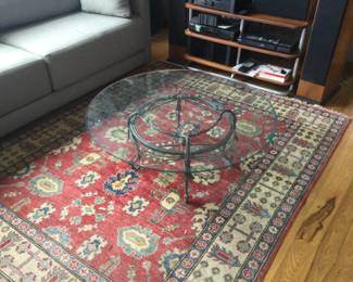 Round glass table w/iron base.