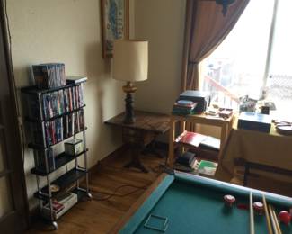 Movies, drop leaf table, movie projector, slide projector etc.