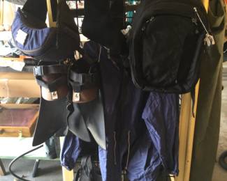 Flippers, rain gear, asst packs.