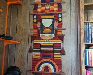 Beautiful Vintage Boho MCM Textile Art Wall Hanging