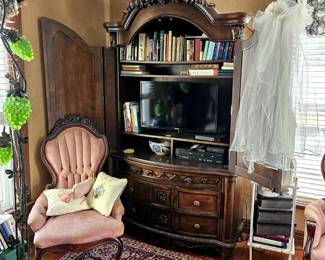 Entertainment Armoire and one of 2 matching occasional chairs