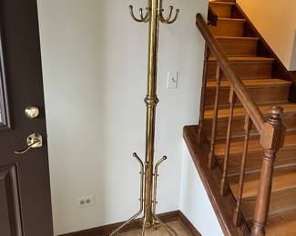 Vintage Brass Hall Tree / Coat Rack 