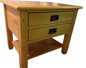 Light Wood Side Table with Drawers