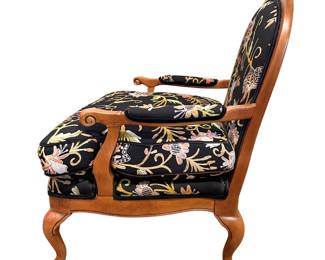 Floral Upholstered Louis XV Style Chair with Wood Frame