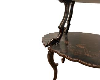 Black Two Tier Maitland Smith Chinoiserie Style Side Table