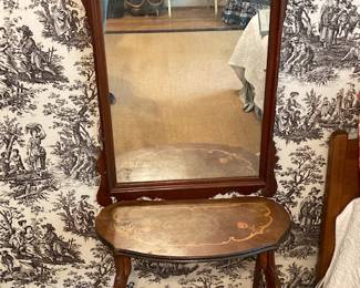 large mirror and vintage table