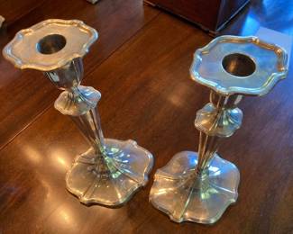 pair of English (Crighton) sterling silver candlesticks