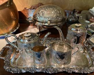 beautiful silver plate serving set