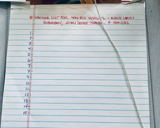 THERE WILL BE A SIGN UP SHEET OUTSIDE TO VIEW AND PURCHASE THE FOLLOWING: MONTE CARLO, SUBURBAN , JOHN DEERE TRACTOR AND TWO TRAILERS. THESE WILL BE AVAILABLE TO PURCHASE  ON A FIRST COME FIRST SERVE BASIS. THANK YOU. 