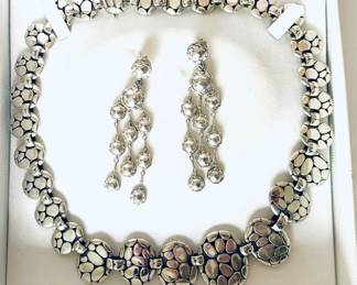 JOHN HARDY STERLING NECKLACE AND EARRINGS 