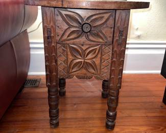 Round antique carved table