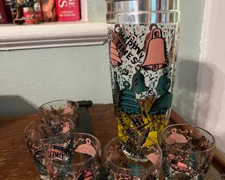 Vintage Cocktail Shaker and glasses