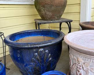 Large cobalt blue glazed pot