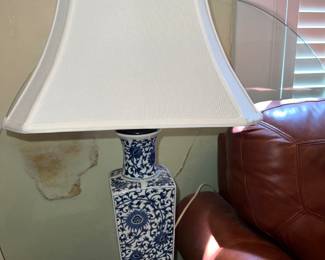 Pair of blue and white lamps
