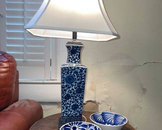 Pair of Blue and white lamps