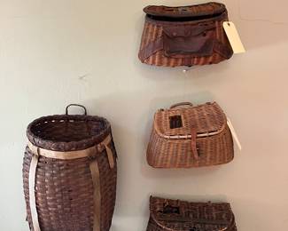 Antique fishing  creel baskets