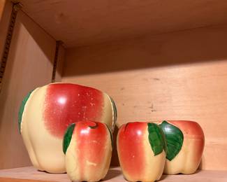 Hall Apple salt and pepper shakers, cookie jar and grease jar( missing lid)