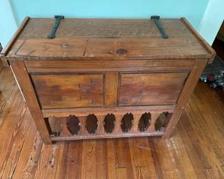 Antique southwest chest with hand forged iron hinges