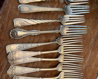 Collection of antique silver plate flatware