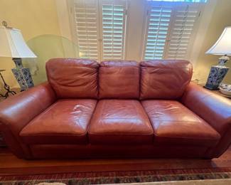 Leather sleeper sofa with matching loveseat