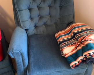 Blue velvet Rocker/Recliner