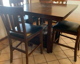 Tall Top Table with one leaf and 4 high chairs