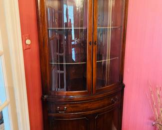 Landstrom curved glass corner curio china cabinet
