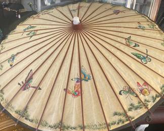 Vintage bamboo and  rice paper umbrella 