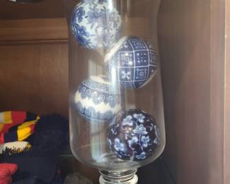 Blue & White Chinoiserie Ceramic Decorative Balls