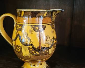 Doulton Barslem Neo Classical Pitcher Mustard Background Nymph Dancing