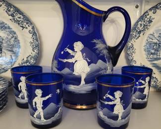 MARYGREGORY BLUE WITH GOLD RIM