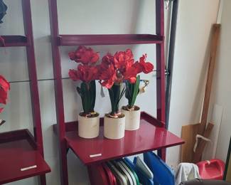 3 Tier leaning Laptop shelf / Bookcase - Cranberry red (2)