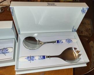 SPODE Blue Italian Pair of Salad Servers