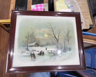 Framed "Skating by Moonlight" by William Henry Chandler