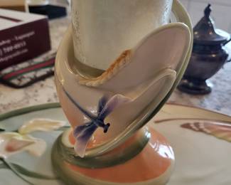 FRANZ Porcelain Dragonfly Pillar Candleholder Sculptured