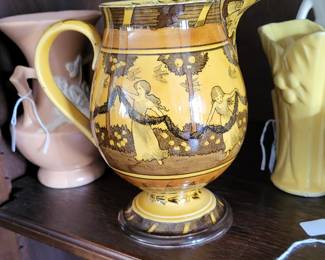 Doulton Barslem Neo Classical Pitcher Mustard Background Nymph Dancing