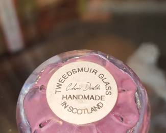 Chris Dodds Tweedsmuir glass pink paperweight Handmade in Scotland