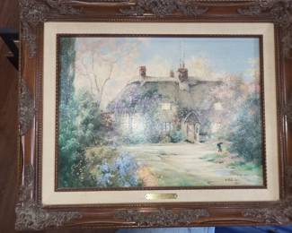 Framed "Larkspur Cottage" by Marty Bell