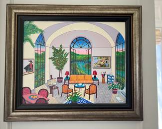 $800.  "Interior with Seurat" by Francois Ledan "Fanch". ca. 2000 16 1/2"  x 20 1/8". Serigraph in color on linen with hand embellishment.  Signed and numbered on the verso.  Numbered edition of 150.  $1650 orig.  Available during  online beginning sale beginning Wednesday, May 8th at 8am and ending Thursday May 9th at 4pm.   Click on message seller to let us know you want to purchase it and we will reply with next steps.  
