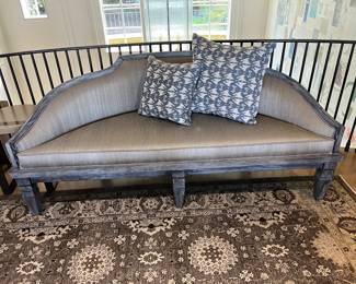  $2200.   Custom carved settee form Terry Hunziker.   80.5 inches wide by 29 inches deep by 34 inches high. Originally $5,350.  Available during  online beginning sale beginning Wednesday, May 8th at 8am and ending Thursday May 9th at 4pm.   Click on message seller to let us know you want to purchase it and we will reply with next steps.