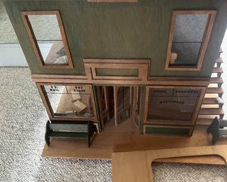 $120 B. Stackman General Store doll house. 18.5“ x 21.5“ x 21.5“ high.   Available during  online beginning sale beginning Wednesday, May 8th at 8am and ending Thursday May 9th at 4pm.   Click on message seller to let us know you want to purchase it and we will reply with next steps.