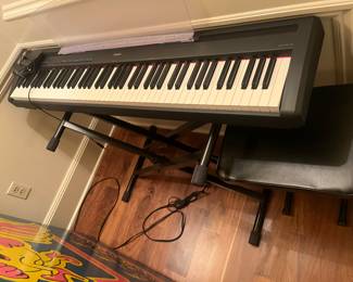 $240. Yamaha digital piano model P-95B with stand and bench seat.  52"w x 11"d.  Available during  online beginning sale beginning Wednesday, May 8th at 8am and ending Thursday May 9th at 4pm.   Click on message seller to let us know you want to purchase it and we will reply with next steps.
