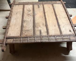 $580  Antique Asian iron and wood piece - used as a table.  47"sq. x 14"h.  Available during  online beginning sale beginning Wednesday, May 8th at 8am and ending Thursday May 9th at 4pm.   Click on message seller to let us know you want to purchase it and we will reply with next steps.